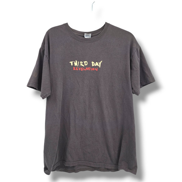 Vintage Gildan Heavy Cotton Third Day‎ Revelation Grunge T-Shirt Gray Size Large - Picture 1 of 10